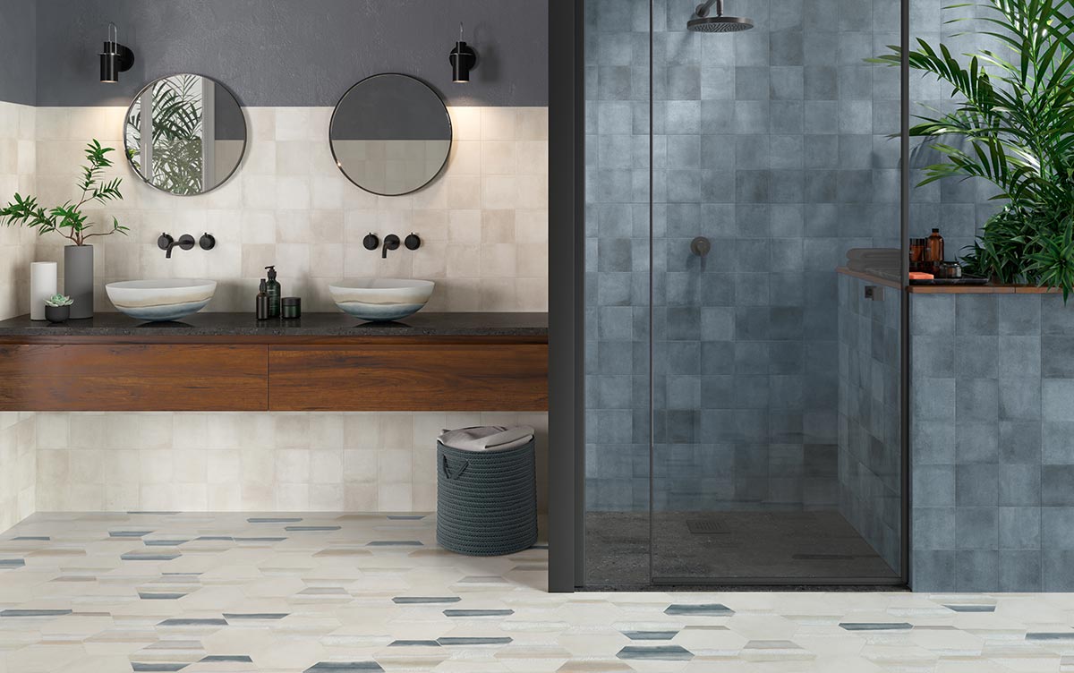 combinaciones de colores de azulejos para baños